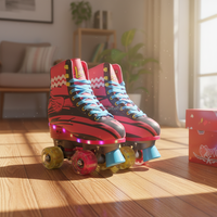 Nouveaux patins à roulettes d'extérieur à deux rangées de roulettes lumineuses de haute qualité pour femme et homme avec roulements ABEC-7 et maille et cuir durables