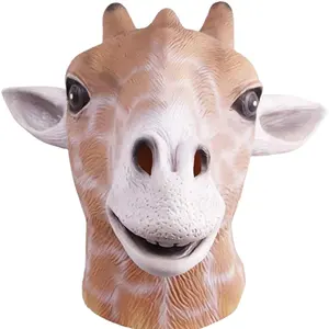 Halloween Realistic Eco-friendly Latex Mask Cute Animal Giraffe Head Mask Costume Cosplay Funny Party Masks Halloween Day