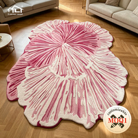 Tapis d'appoint Dsermer abstrait fait main de luxe en laine de Nouvelle-Zélande/soie/nylon à poils longs imprimé et tufté à la main, 1 pièce pour salon