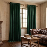 Rideaux occultants en velours vert foncé XinLan, isolants thermiques et anti-bruit pour salon et chambre à coucher