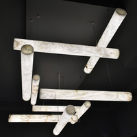Lustre moderne de luxe en marbre pour décoration intérieure, hôtel, salon, salle à manger, maison, villa, escalier, long lustre LED en albâtre