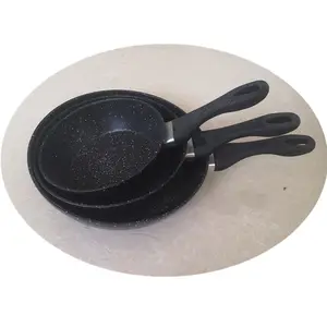 काले संगमरमर कोटिंग के साथ 3Pcs एल्यूमीनियम जाली गैर छड़ी Cookware सेट प्रेरण नीचे तलना पैन सेट 20/24/28CM जाली फ्राइंग पैन