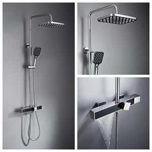 Ensemble <span class=keywords><strong>de</strong></span> <span class=keywords><strong>douche</strong></span> en laiton à double bouton chromé ensemble <span class=keywords><strong>de</strong></span> pommeau <span class=keywords><strong>de</strong></span> <span class=keywords><strong>douche</strong></span> multifonctionnel sortie d'eau cascade avec barre coulissante et <span class=keywords><strong>support</strong></span> - Product Image 2