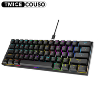 Clavier de Jeu Mécanique Ultra-Compact Mini 60% à 61 Touches, Interrupteurs Bleus, Ergonomique, pour Ordinateur de Bureau PC et Ordinateur Portable