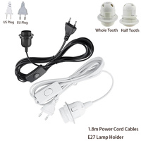 Adaptateurs de douille pour luminaire suspendu LED avec cordon d'alimentation, support de lampe à vis 1,8 m, E26 E27, EU/US, interrupteur, fil, plastique