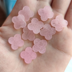 Custom Quartz Clover Gemstone Loose <strong>Pink</strong> <strong>Jade</strong> Four Leaf Clover <strong>Stone</strong> - Product Image 1