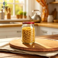 Stoples Kaca Transparan Bulat Besar 850ml, Wadah Kaca Food-Grade untuk Sirup dan Acar, untuk Rumah Tangga dan Produksi Pabrik Massal