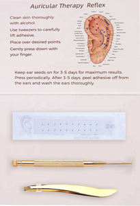 Semillas de acupuntura para terapia Auricular, Kit de semillas de oreja de acero inoxidable plateado con cinta transparente para acupuntura - Product Image 4