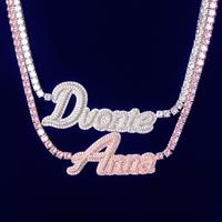 Chaînes cubaines hip-hop personnalisées, serties de moissanite, lettres de nom et pendentifs