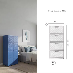 4-Layer <b>Plastic</b> <b>Storage</b> Cart with Cabinet and <b>Drawer</b> Organizer Rolling Trolley Unit for Home Bedroom Office Furniture - Product Image 5