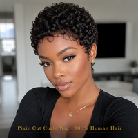 Perruque Courte Bouclée Lace Front HD, Cheveux Humains Brésiliens 100% Remy, Noir Naturel, Sans Colle, Pré-Pluckée, Pour Femmes, Vente Directe Usine