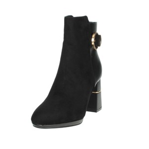 Stivaletti neri classici da donna con tacco 5cm con chiusura a Zip superiore in pelle sintetica a punta altezza aumento-8354-24 - Product Image 6