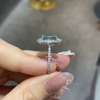 Bague de luxe en or blanc 925 en argent sterling avec moissanite verte VVS taille émeraude 4 carats, motif étoile, pour femme