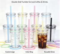Gobelet de voyage réutilisable en Tritan avec couvercle transparent et paille, tasse à boisson en plastique, logo personnalisé, couleur personnalisée pour cadeau promotionnel