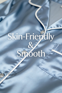 Conjunto de Pijama de Seda Satén de Lujo para Mujer con Logotipo Personalizado, Manga Larga, Cuello con Botones, Ribete Blanco, Ropa de Dormir Suave, Conjunto de Pijama Informal - Product Image 5