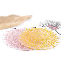 Assiette de présentation en verre rose doré, ronde et transparente, pour mariage, banquet, service de fruits et salades – Vente en gros