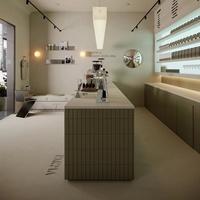 Comptoir de Bar Moderne en Bois pour Café, Boulangerie et Magasin, Design Intérieur Personnalisé Écologique, Recyclable et Étanche avec LED