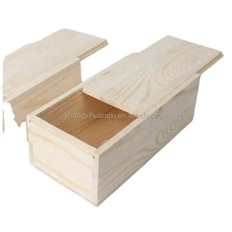 Boîte de rangement en bois inachevé avec couvercle coulissant, boîtes cadeaux en bois