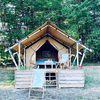 Tienda de Campaña Doble Capa con Diseño de Loft, Refugio Glamping de Dos Pisos, Baño Opcional, Material de Tela Oxford Impermeable para Todas las Estaciones