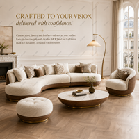 Ensemble de canapés Chesterfield incurvés de luxe tendance australien avec base en bois massif de qualité supérieure et fauteuil assorti pour usage hôtelier