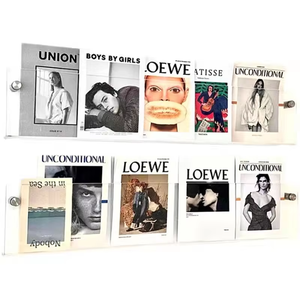 10 pièces 100*15cm personnalisé Transparent acrylique présentoir étagère murale pour livre Photo Art <span class=keywords><strong>Album</strong></span> journal Magazine disque - Product Image 1