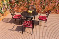 Ensemble table et chaises de salle à manger d'extérieur en fonte d'aluminium de haute qualité, résistant aux UV et imperméable pour les restaurants de jardin de loisirs