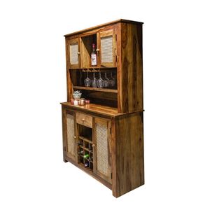 Mueble Bar de Madera de Mango, Acabado Natural, Mueble para Almacenamiento de Vino para Hogar, Bar, Cocina, Comedor, Restaurante, Cafetería, Hotel - Product Image 4