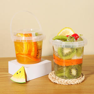 Seau à Boissons en Plastique PP Transparent de Qualité Alimentaire avec Poignée et Couvercle 500ml 700ml 1000ml Grande Capacité pour Jus, Lait, Thé à Emporter - Product Image 2