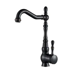 Black Bronze Retro Antique Brass Basin Faucet Single Handle Mixer Tap 360 Rotation Kitchen Sink Faucet Washbasin Mixer Crane