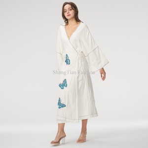 Vestido Largo de Playa Elegante Personalizado para Mujer, Vestido de Verano Vintage con Cuello en V Bordado para Mujer - Product Image 3