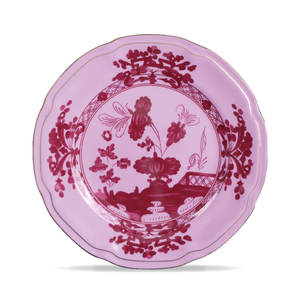 จานรองลายดอกไม้พอร์ซเลนขนาด 12 นิ้ว สีชมพูขอบทอง ทำจากโบนไชน่า วินเทจ เป็นมิตรกับสิ่งแวดล้อม ทนทาน ชุดจานอาหารค่ำลายสวยงาม - Product Image 2