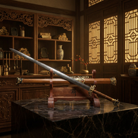 Épée de combat Chaxia de la ville de Longquan, épée pliante en acier forgé à motifs, 107 cm, accessoire de cosplay, épée de collection, cadeau haut de gamme pour festival