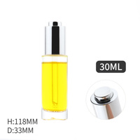 HOPECK Bouteilles en verre 15/30/50ML Récipients droits pour huile essentielle/sérum Or/Argent Aluminium 20/410 Bouton poussoir Pipette compte-gouttes"