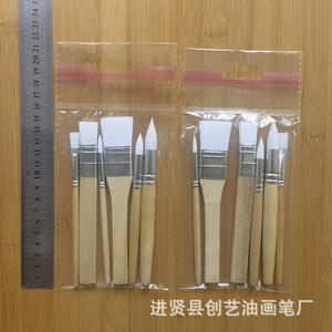 Chuangyi transfrontalier 6 <span class=keywords><strong>gouache</strong></span> aquarelle huile ensemble 6 laque bouleau court pôle blanc nylon cheveux peinture brosse - Product Image 3