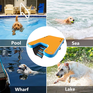Plateforme flottante gonflable pour chien, en bois, pliable, colorée, pour <span class=keywords><strong>piscine</strong></span>, avec <span class=keywords><strong>rampe</strong></span> aquatique, pour jeux aquatiques extérieurs, personnalisable - Product Image 6