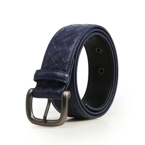 Cinturón de Cuero Genuino de 4 cm de Ancho, Piel de Vaca con Patrón Geométrico, Hebilla Rectangular, Cinturón Casual para Hombre, 105 cm, 110 cm, 115 cm, 120 cm, 125 cm - Product Image 3