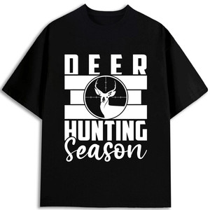 Camiseta de la temporada de caza de ciervos para hombre, 100% algodón, 180 g/m², cuello redondo, manga corta, estampada, hecha en EE. UU., anti-bolitas, ajuste jersey - Product Image 1