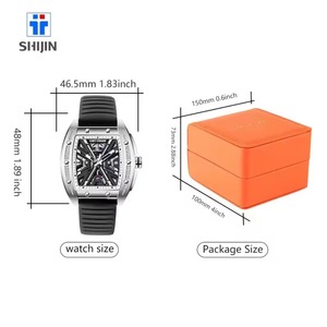 Luxury Men's Tonneau Case <b>Skeleton</b> Sport <b>Watch</b> <b>Automatic</b> Mechanical Rubber Band Analog Dial - Product Image 6