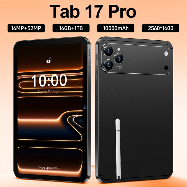 Global Version 5G Android 15 Tab 17 Pro, 10.1" HD Screen,16GB+1TB, 10000mAh Battery, Stylus Supported, GPS Navigation Tablet PC