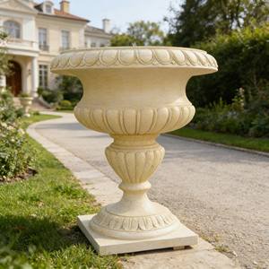 Jarrón Decorativo de Piedra <span class=keywords><strong>Natural</strong></span> de Estilo Occidental, Diseño Nuevo, <span class=keywords><strong>Maceta</strong></span> Clásica de Mármol Beige para Jardín - Product Image 5