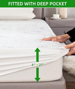 Protector de Colchón Impermeable, Cubre Colchón de Viscosa de Bambú con Bolsillo Profundo, Tejido Transpirable <span class=keywords><strong>3D</strong></span>, Suave, Lavable - Product Image 6