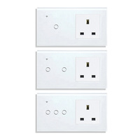 Interruptor de Pared Inteligente WiFi Estándar del Reino Unido Serie 146 y Enchufe Combinado con Panel de Vidrio Templado Compatible con Alexa y Google Assistant