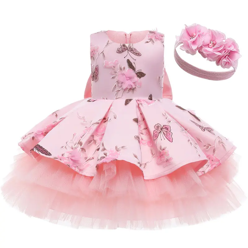 LZH Children Formal Wedding Ball Gown Elegant Toddler Girl Princess Dresses Kids Evening Party Dress