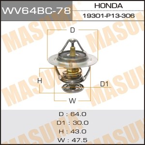 เทอร์โมสตัทแบบแมนนวล WV64BC-<span class=keywords><strong>78</strong></span> MASUMA Auto Systems รุ่น CV37 M274DE20AL 19300-PR7-A01 19301-P13-305 19301-P8A-A10 สำหรับรถยนต์ฮอนด้า แอคคอร์ด ซีวิค - Product Image 5