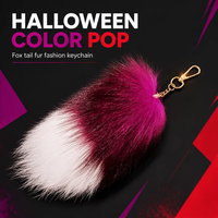 Petit porte-clés léger et doux en fourrure de renard, en forme de boule, pour Halloween