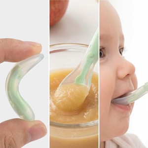 Cuchara de Silicona Suave de Grado Alimenticio <span class=keywords><strong>para</strong></span> Bebés, con Lindo Diseño de Huella de Pata, Libre de BPA, con Cubierta Protectora Transparente - Product Image 2