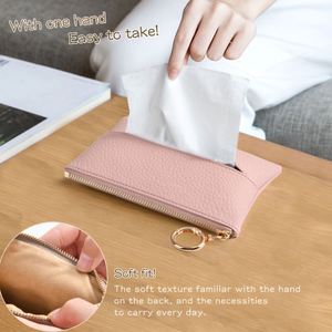Mini Pocket <b>Tissue</b> Holder Reusable Zippered <b>Tissue</b> Bag Sleeve Portable PU Leather <b>Paper</b> Towel Wallet Makeup Pouch - Product Image 2