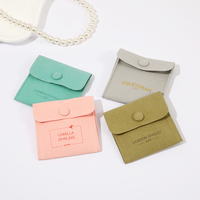 Pochette à bijoux en microfibre personnalisée avec fermeture à pression, emballage de luxe pour bijoux, cadeaux et vente au détail