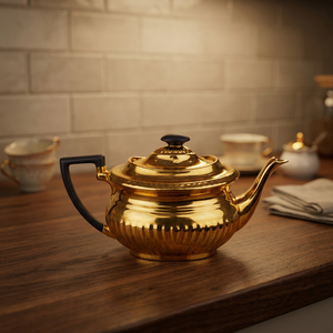 Théière en métal doré avec couvercle et poignée, design moderne et luxueux, bouilloires et pots à eau - Product Image 3