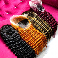 Perruque Lace Front HD Transparente 13x4 en Cheveux Humains Brésiliens Remy Bruts Double Drawn, Bouclés Crépus avec Mèches, pour Femmes, Usage Quotidien